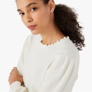 Kate Spade Cream Crewneck Sweater with Pearl Accents